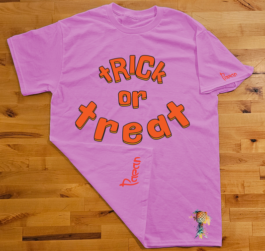 Pink Trick or Treat short sleeve t-shirt